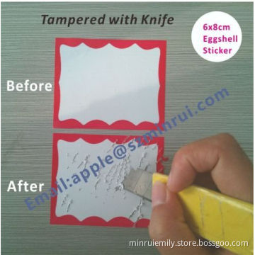 Customized Hot Size 6x8cm Red Border Eggshell Sticker,handwriting Eggshell Stickers Can't Remove 